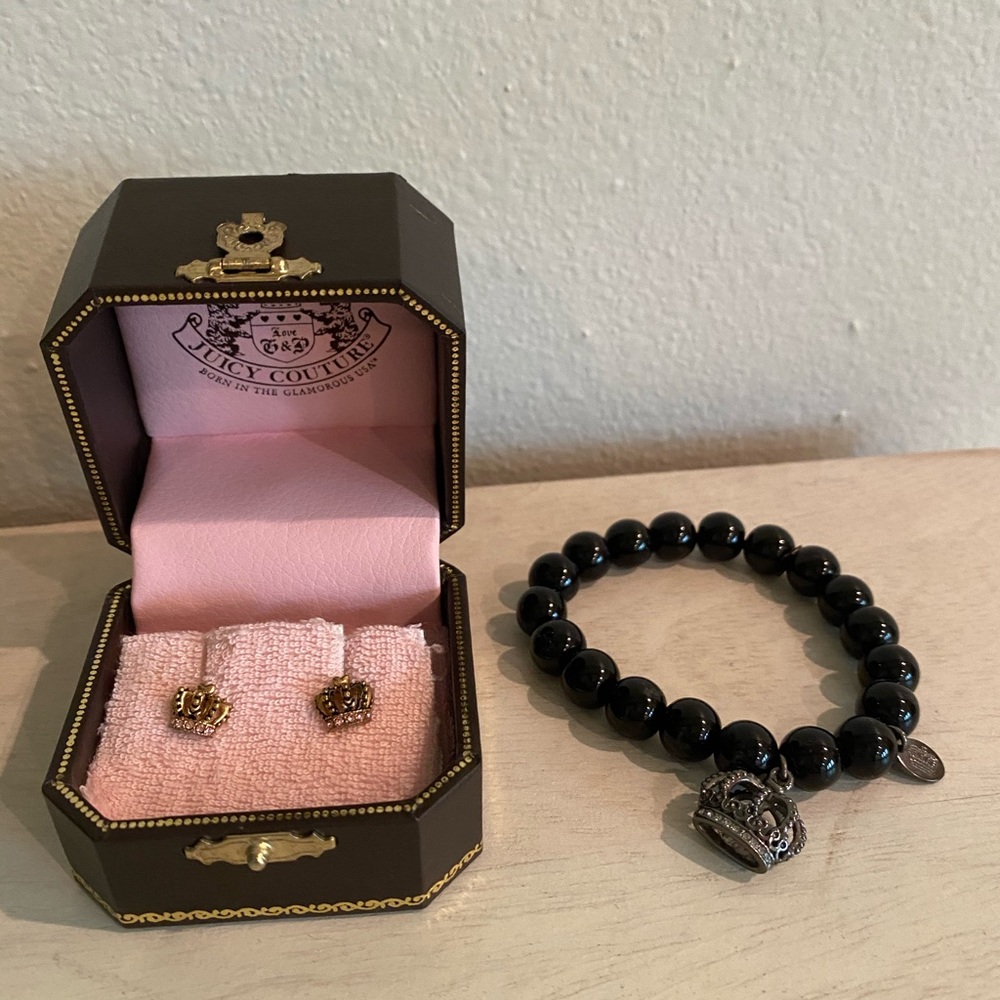 Juicy Couture earrings and bracelet